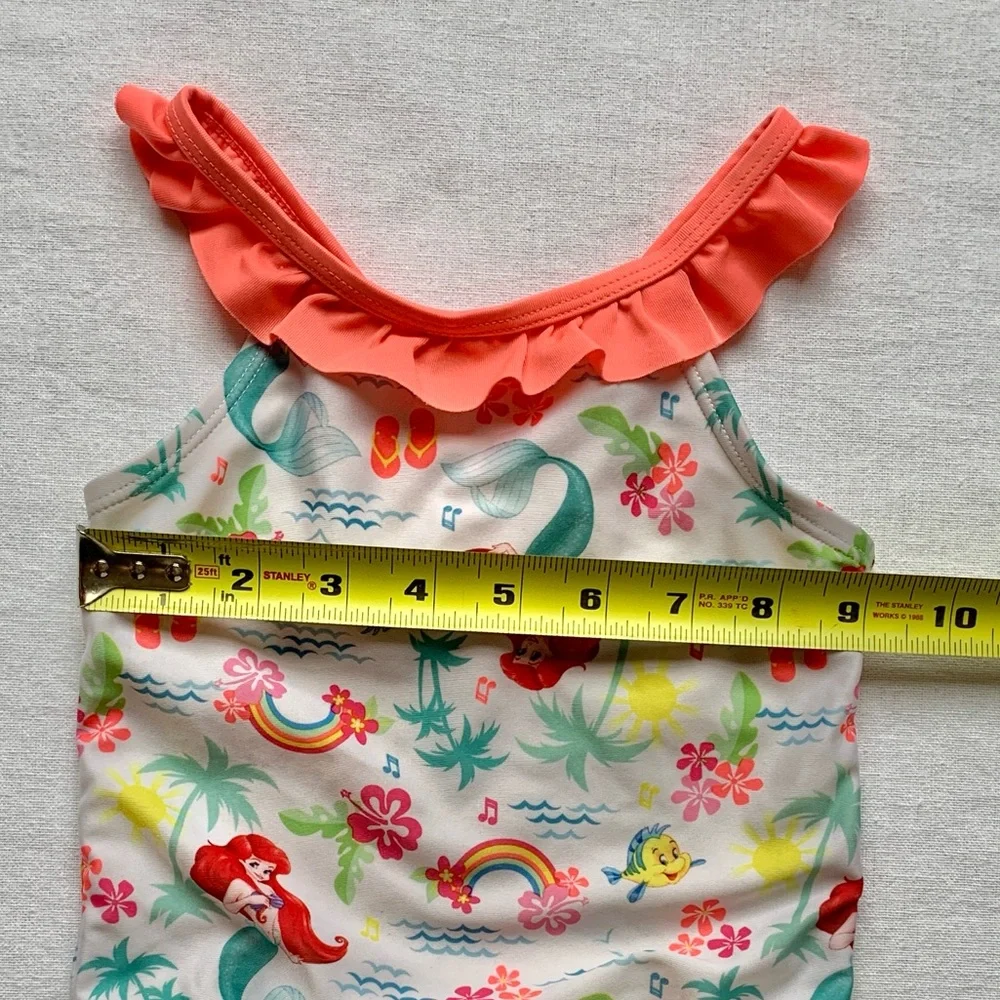 Disney Princess Ariel Little Mermaid Flounder Fish Rainbow Ruffle Swimsuit 2T